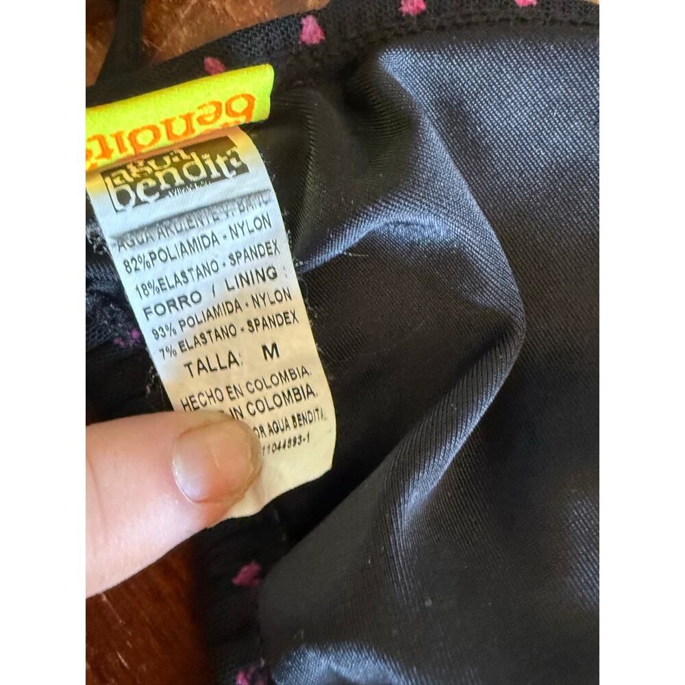 Agua Bendita Embroidered Triangle Bikini Top Black Pink Size Medium - Picture 6 of 6